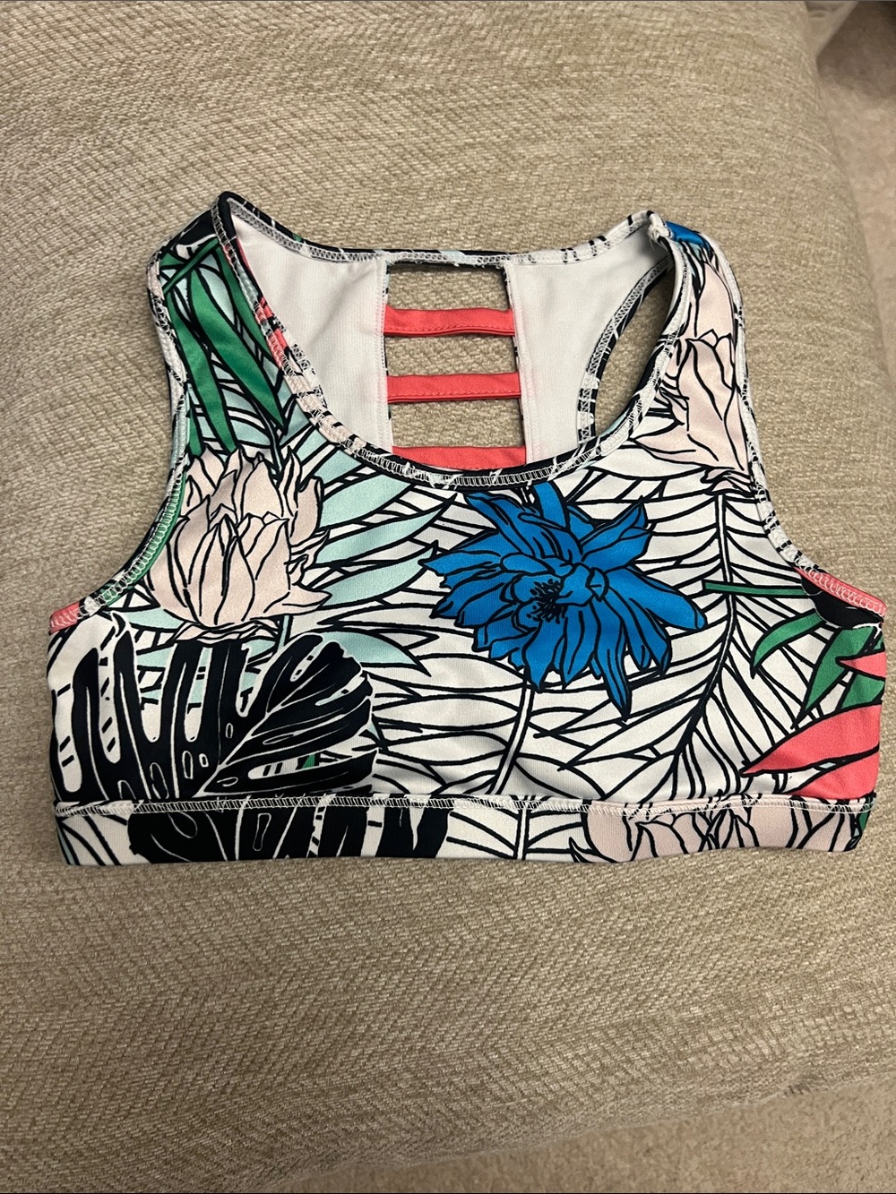 Ideology Tropical Floral Sports Swim Top - Gym sportswear Swimsuit